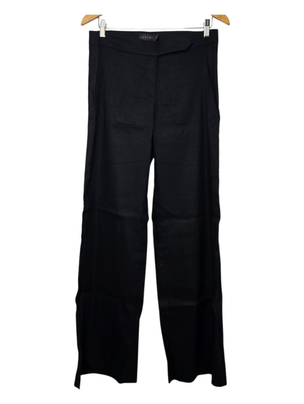 Iris women's black wide leg linen blend relaxed fit careerwear pants, Size 10